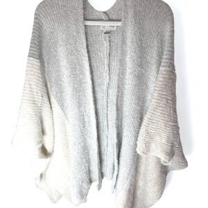 Sunday in Brooklyn Anthropologie Grey Cream Colorblock Open Front Cardigan L